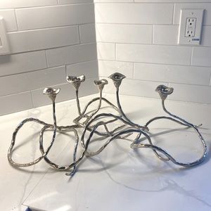 Silver candle centerpiece for 5 candles